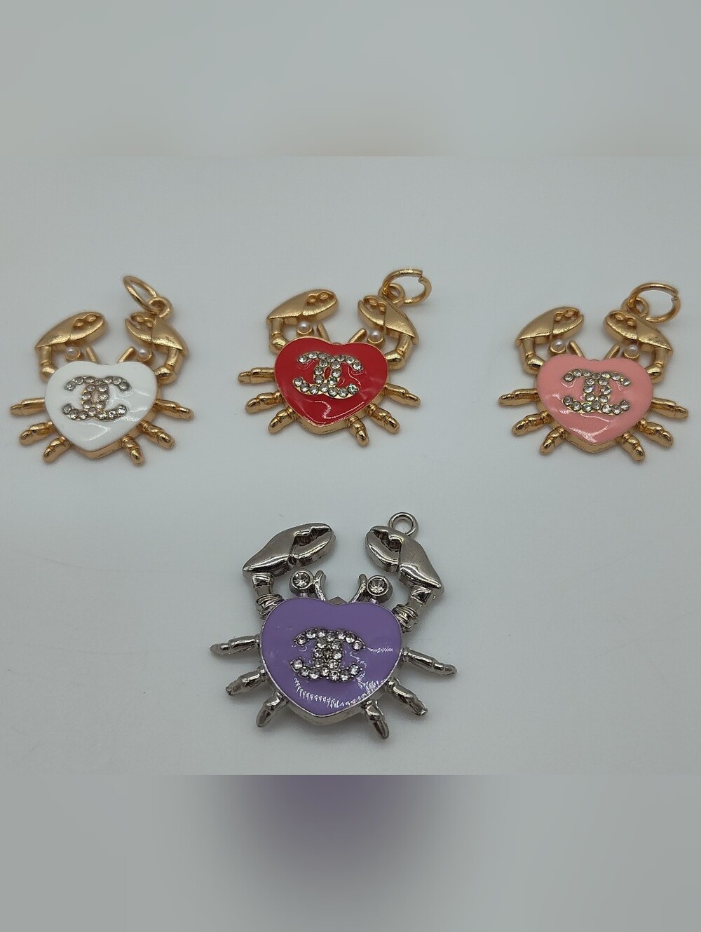 CHANEL Crab Zipper Pull Charm CC Rhinestone Heart Gold Silver Buyer’s Choice